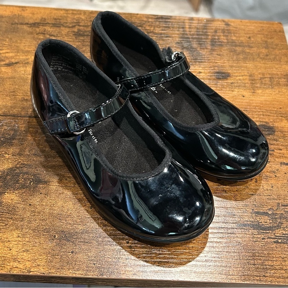 American Ballet Theatre Little Girl Tap Shoes Black Mary Jane Buckle Size 8.5